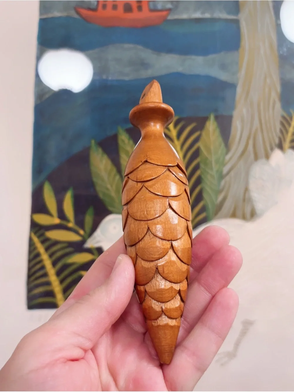 Hand-Carved Wooden Cuckoo Clock - Brown